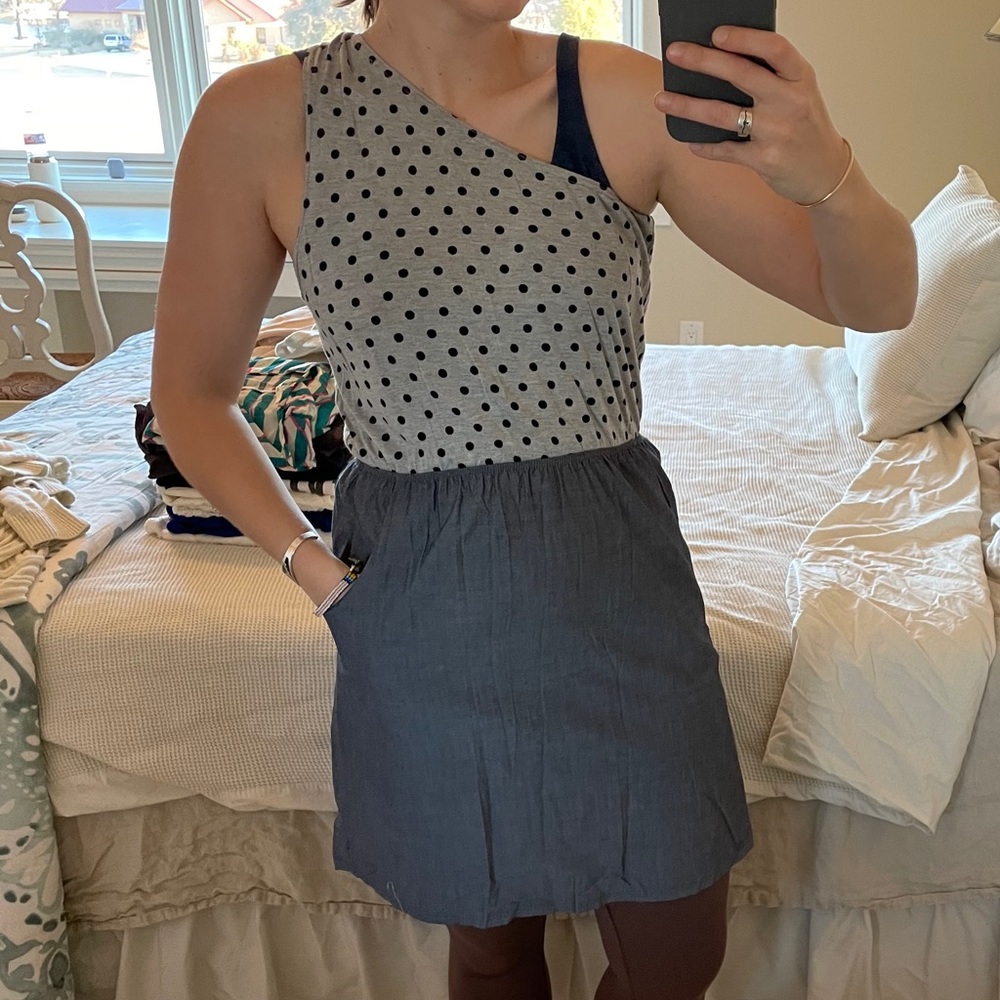 One Shoulder Polka Dot Dress